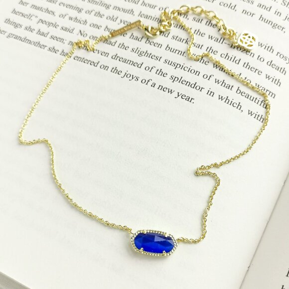 NEW KENDRA SCOTT Elisa Cobalt Cat's Eye Gold Pendant Necklace AUTHENTIC - Picture 2 of 3